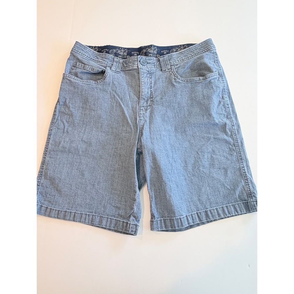 Riders by Lee‎ Womens Blue Denim Shorts Size 12M Light Wash Paisley Waistband